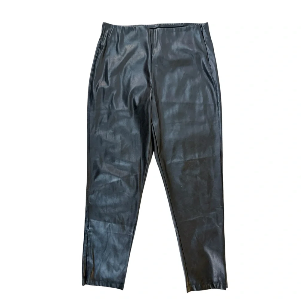 Old Navy Faux Leather High Rise Pants Size 14 Skinny Tapered Side Zip